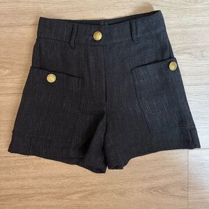 bishop + young Black Shorts with Gold Buttons